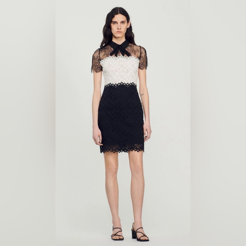 Sandro Two-Tone Lace Dress (without bow)